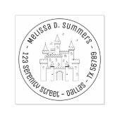 Tampon Auto-encreur Fairytale Médiévale Château Royal Adresse ronde 4 (Design)