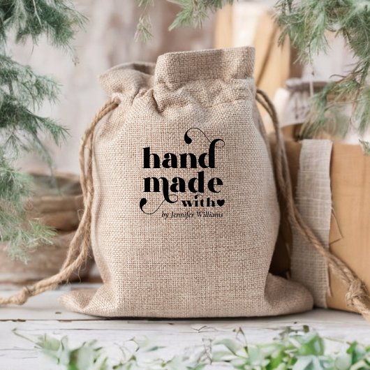 Tampon Auto-encreur Fait à la main avec amour Coeur