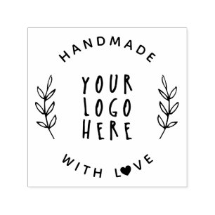 Tampon Auto-encreur Fait main avec amour Logo de marque pour petites