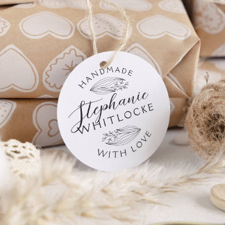 Tampon Auto-encreur Fait main avec amour | Rustic Sketch Feuille & Scr