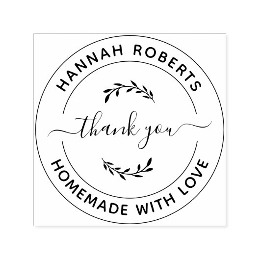 Tampon Auto-encreur Fait maison avec Merci d'amour (Design)