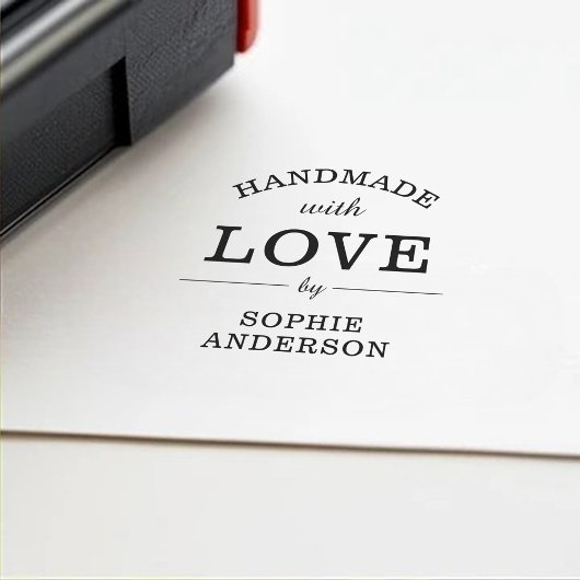 Tampon Auto-encreur Faite à la main avec amour par Nom personnalisé Ar