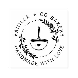 Tampon Auto-encreur Faite À La Main Moderne Avec Amour Whisk Bakery Co