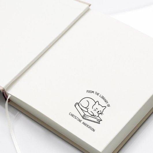 Tampon Auto-encreur Faites votre propre | Chat mignon | De La Biblioth