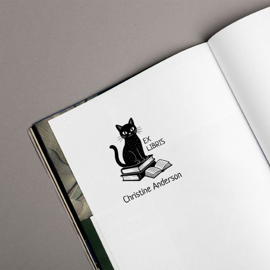 Tampon Auto-encreur Faites votre propre | Chat mignon | De La Biblioth