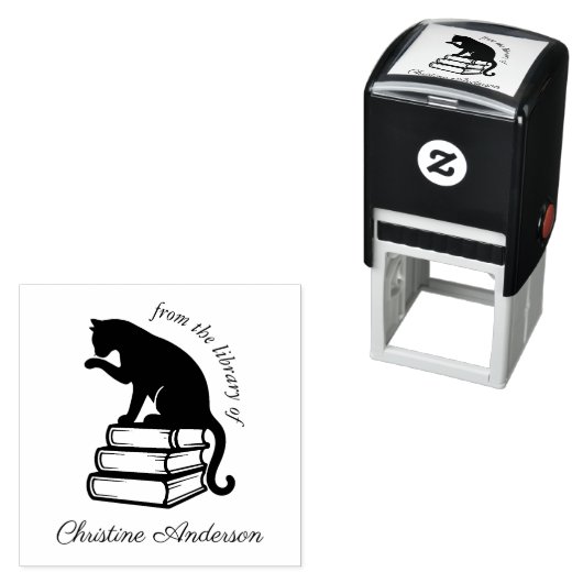 Tampon Auto-encreur Faites votre propre | Chat mignon | De La Biblioth (En situation)
