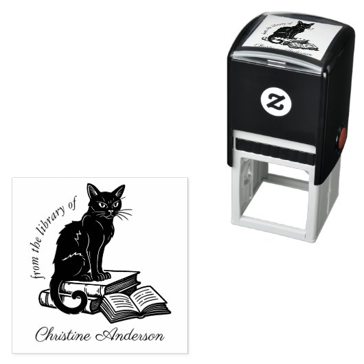 Tampon Auto-encreur Faites votre propre | Chat mignon | De La Biblioth (En situation)