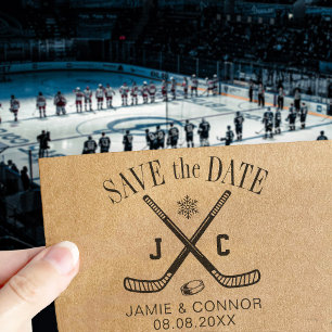 Tampon Auto-encreur Famille de fan de hockey sur glace ou mariage, enr
