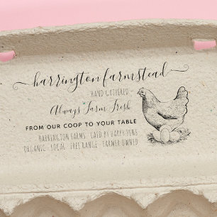 Tampon Auto-encreur Famille de poulet rustique ferme OEufs frais Carto