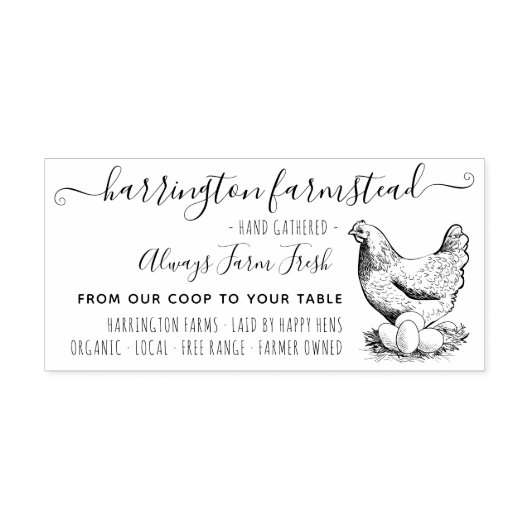 Tampon Auto-encreur Famille de poulet rustique ferme OEufs frais Carto (Design)