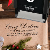 Tampon Auto-encreur Famille Joyeux Noël Script Retour Adresse personne