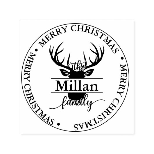 Tampon Auto-encreur Famille Noël Split Monogramme thème (Design)