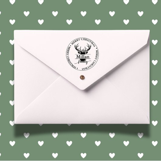 Tampon Auto-encreur Famille Noël Split Monogramme thème