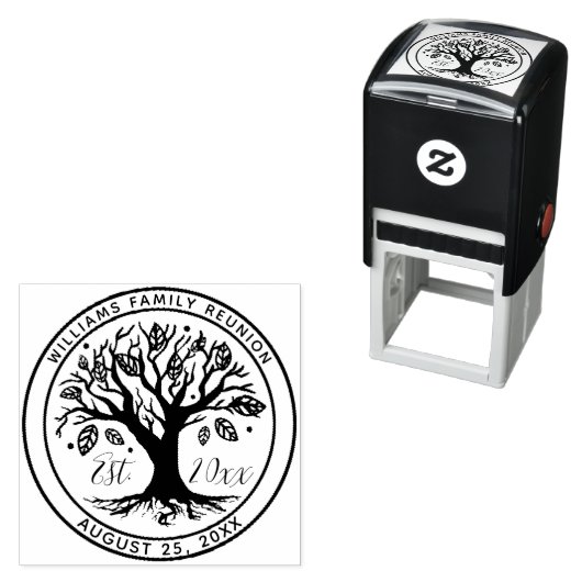 Tampon Auto-encreur Famille Réunion Boho Tree Monogramme Nom (En situation)