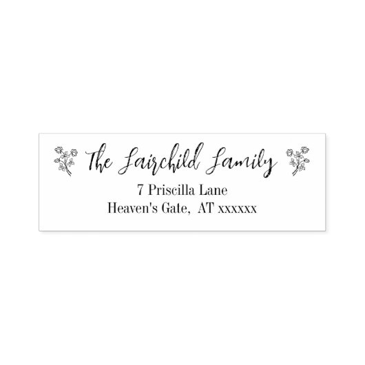 Tampon Auto-encreur Famille Rose de script | Timbre auto-encastré (Design)