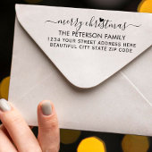 Tampon Auto-encreur Family Joyeux Noël Script Retourner l'adresse
