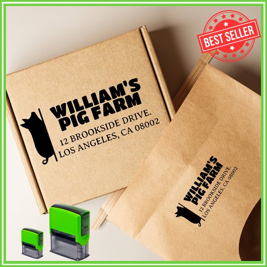 Tampon Auto-encreur Farm Unique Moderne Cochon Entreprise Adresse de r