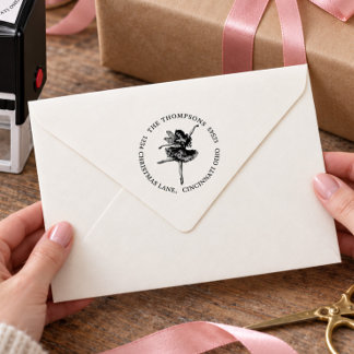 Tampon Auto-encreur Fée de la Praline de Noël Adresse de Retour