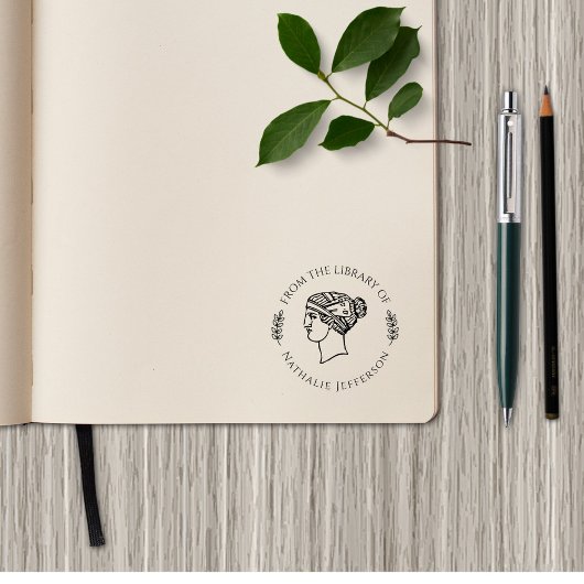 Tampon Auto-encreur Femme Grecque Classique De La Bibliothèque De Pers