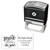 Tampon Auto-encreur Festiful Greeting Calligraphy Adresse de retour (En situation)