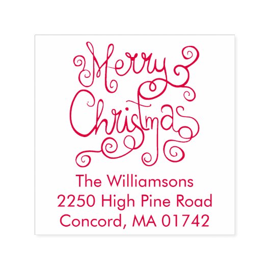Tampon Auto-encreur Festive Joyeux Noël Calligraphie Retour Adresse (Design)