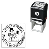 Tampon Auto-encreur Festive Joyeux Noël Salutation Snowman Nom (En situation)