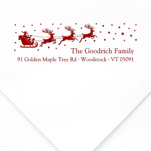 Tampon Auto-encreur Festive Père Noël Sleigh Noël Adresse de retour