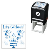 Tampon Auto-encreur Fêtons le timbre en caoutchouc (En situation)