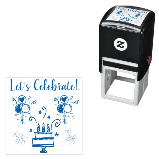 Tampon Auto-encreur Fêtons le timbre en caoutchouc (En situation)