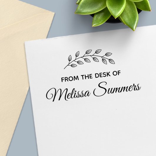 Tampon Auto-encreur Feuilles de couronne botanique du bureau de