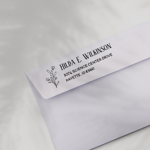 Tampon Auto-encreur Feuilles floraux simples et élégants Nom Adresse d