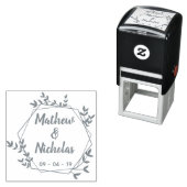 Tampon Auto-encreur Feuilles Hexagones Rustiques Sauver La Date (En situation)