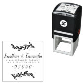 Tampon Auto-encreur Feuilles rustiques et script de calligraphie Adres (En situation)