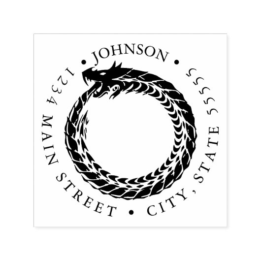 Tampon Auto-encreur Fierce Ouroboros Silhouette Étiquette retour (Design)