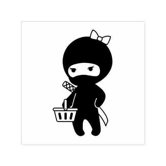 Tampon Auto-encreur Fille Ninja Shopping (Design)