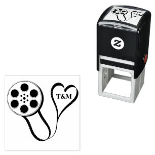 Tampon Auto-encreur Film Reel Love Heart Mariage personnalisé
