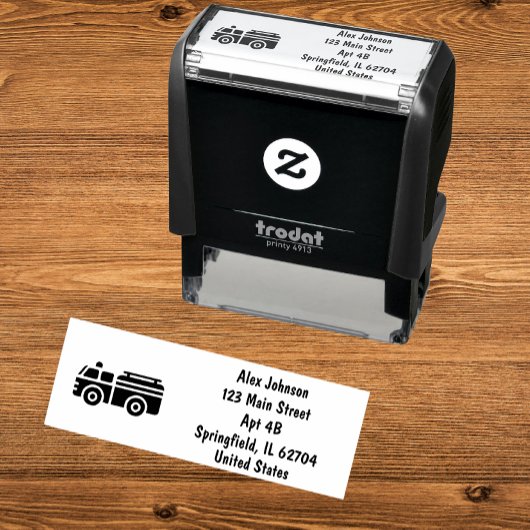 Tampon Auto-encreur Firetruck Silhouette Adresse