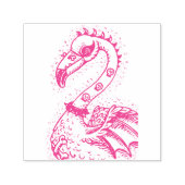 TAMPON AUTO-ENCREUR  FLAMANT ROSE DE ROCKER GOTH PUNK, HAULEURS, CHEVEU (Design)