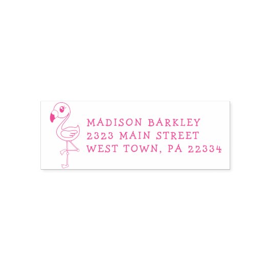 Tampon Auto-encreur Flamant rose mignon Tropical Kids Retourner l'adre (Design)