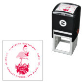 Tampon Auto-encreur Flamant rose rose à Santa Hat Noël Whimsical (En situation)