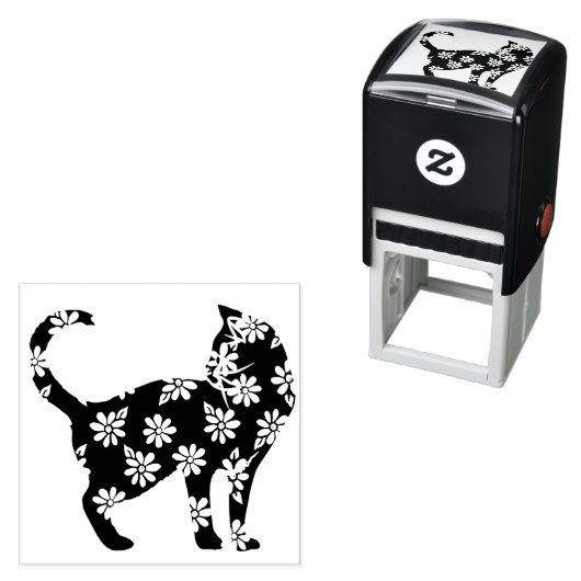 Tampon Auto-encreur Fleur Chat Blue Daisy Chats (En situation)