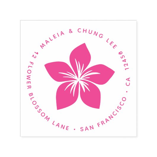 Tampon Auto-encreur Fleur de cerisier Plumeria orientale Hawaii (Design)