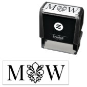 Tampon Auto-encreur Fleur de Lis #11 Couple Mariage 2 Initial Monogram (En situation)