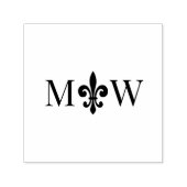 Tampon Auto-encreur Fleur de Lis #20 Couple Mariage 2 Monogramme initi (Design)