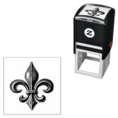 Tampon Auto-encreur Fleur de Lis vintage (En situation)