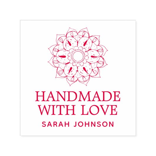 Tampon Auto-encreur Fleur de lotus fabriquée à la main avec amour pers (Design)