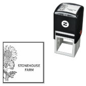 Tampon Auto-encreur Fleur de tournesol Votre nom d'entreprise (En situation)