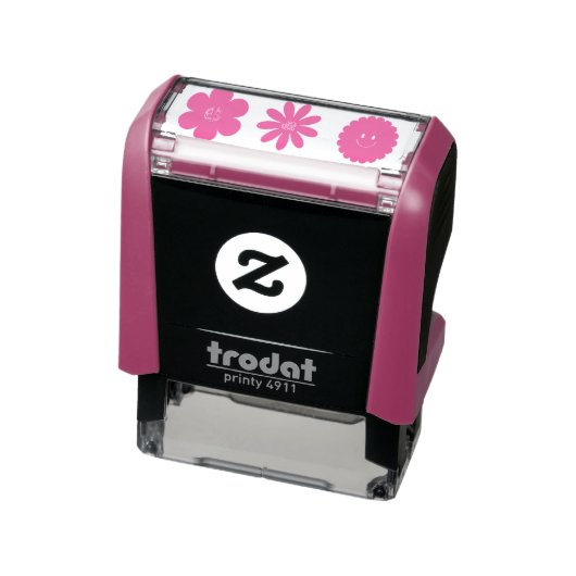 Tampon Auto-encreur fleurs colorées visage souriant (Produit)