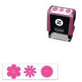 Tampon Auto-encreur fleurs colorées visage souriant (En situation)