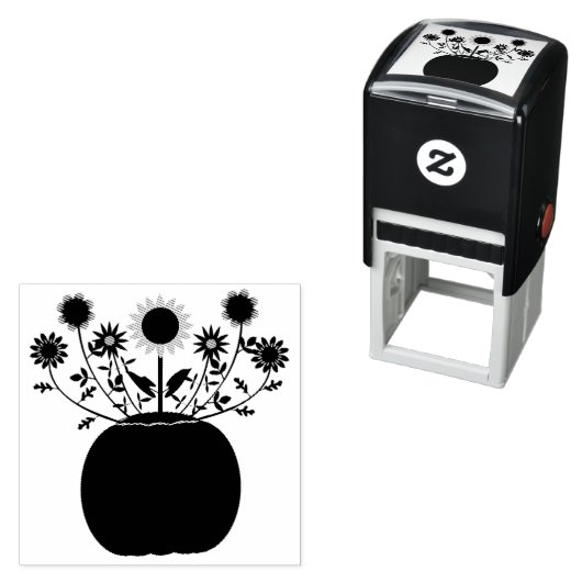 Tampon Auto-encreur Fleurs d'action de grâce en Citrouille (En situation)